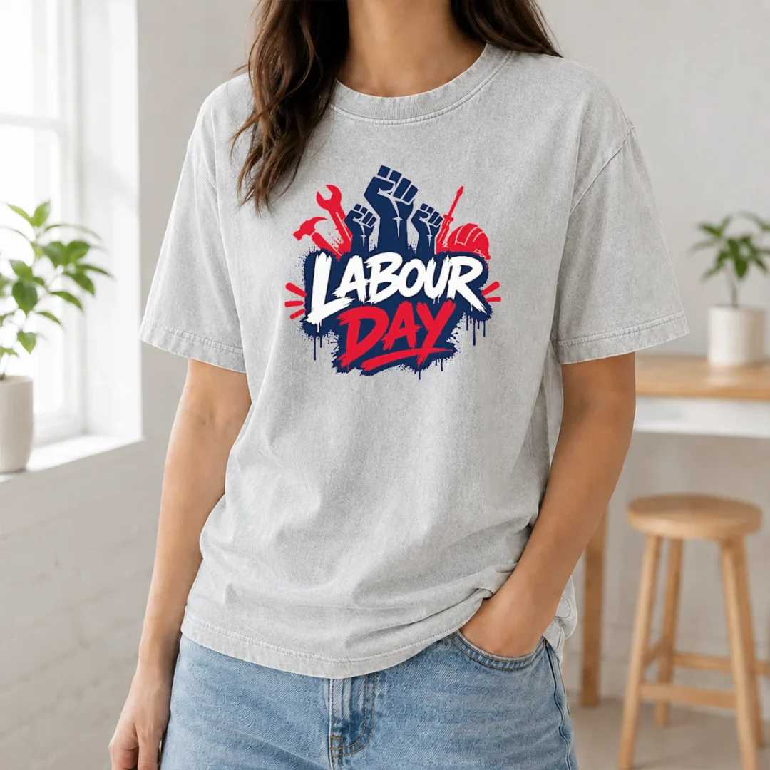 Original Labour Day Raised Fists Tools Paint Splatter Protest Washed T Shirt Original Labour Day Raised Fists Tools Paint Splatter Protest Washed T-Shirt