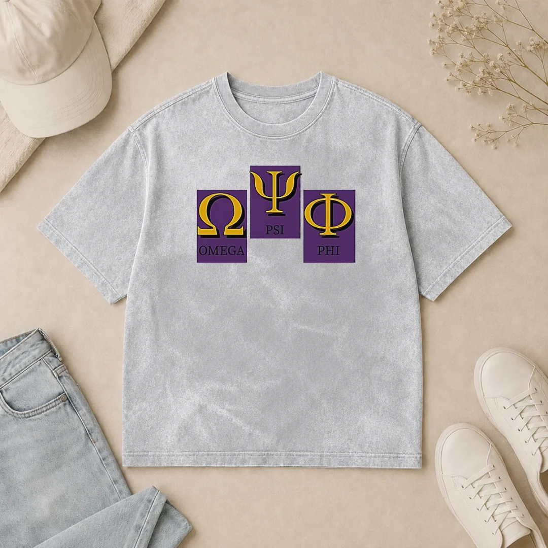 Original Omega PSI PHI Logo Washed T Shirt Original Omega PSI PHI Logo Washed T-Shirt