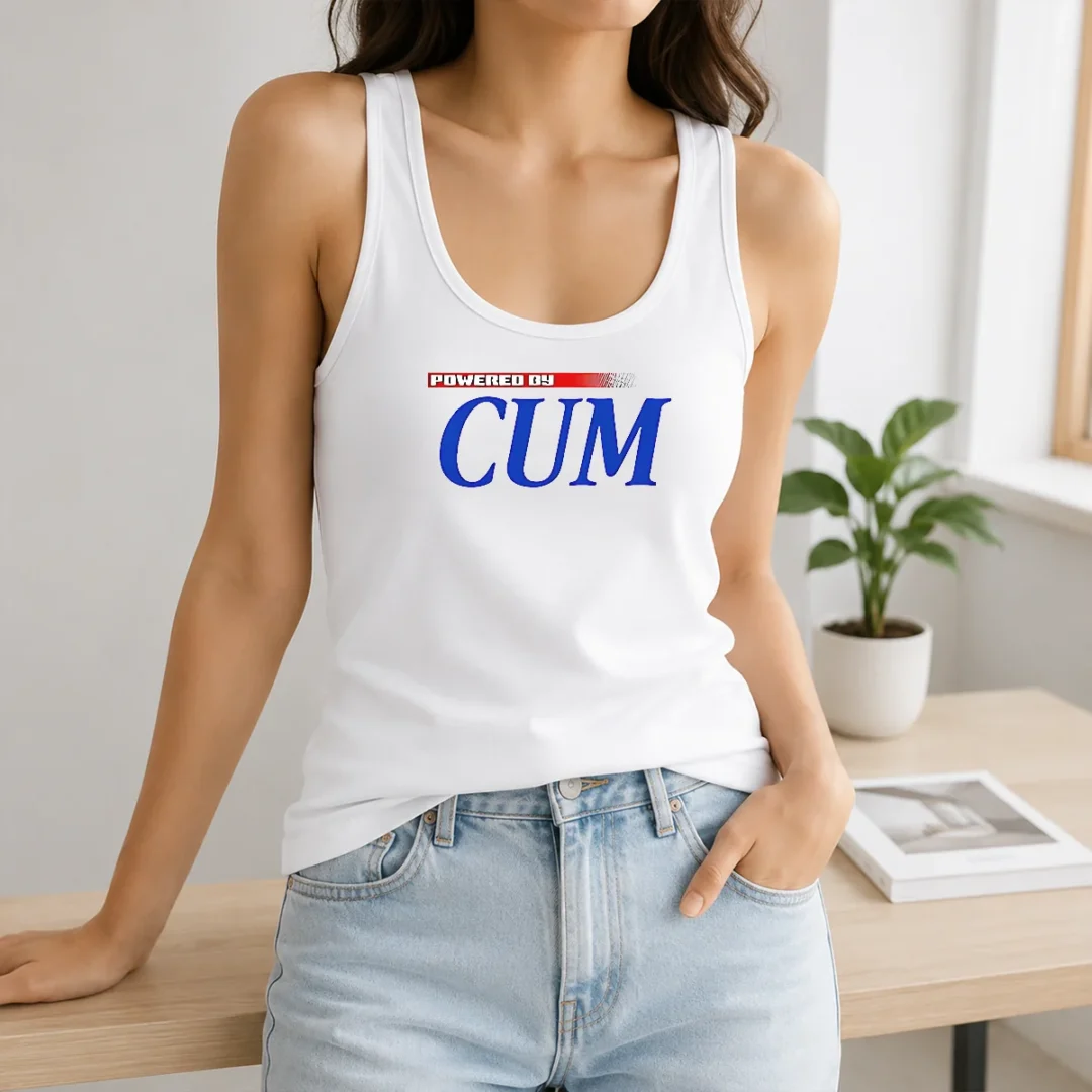 Original Powered By CUM Slogan Tank Top Original Powered By CUM Slogan Tank Top