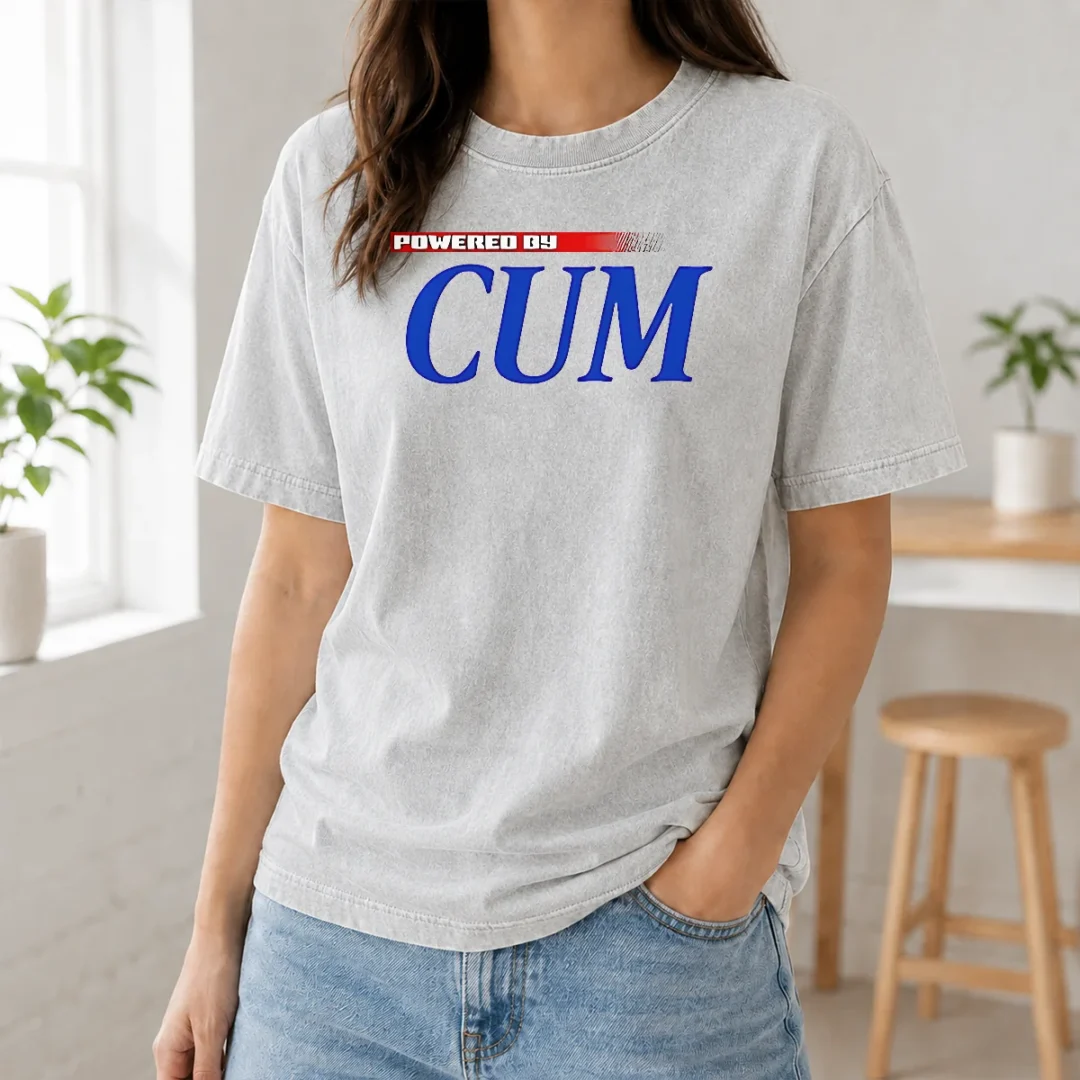 Original Powered By CUM Slogan Washed T Shirt Original Powered By CUM Slogan Washed T-Shirt