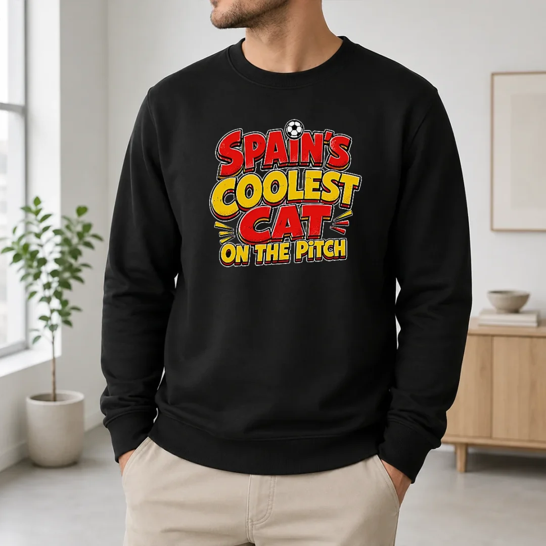 Original Spain Soccer Cat Meme Funny Cartoon Sweater Original Spain Soccer Cat Meme Funny Cartoon Sweater