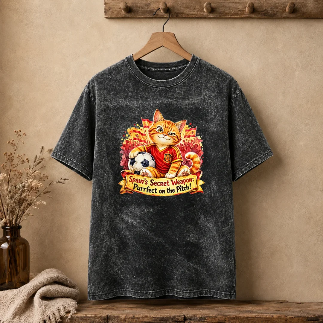 original-spain-soccer-cat-meme-watercolor-washed-t-shirt Original Spain Soccer Cat Meme Watercolor Washed T-Shirt