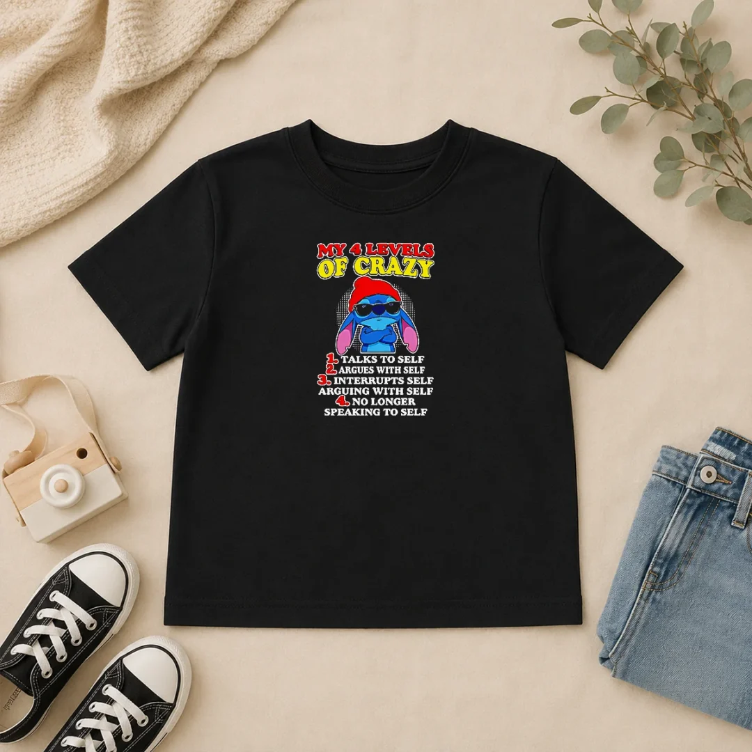 Original Stitch Lilo And Stitch My 4 Levels Of Crazy Talks To Self Argues With Self Kids T Shirt Original Stitch Lilo And Stitch My 4 Levels Of Crazy Talks To Self Argues With Self Kids T-Shirt