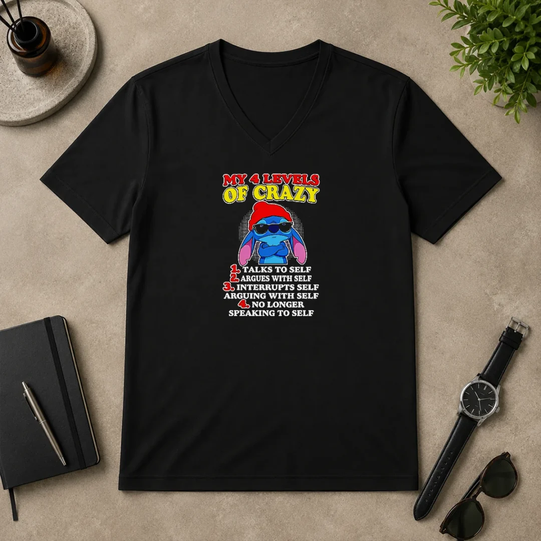Original Stitch Lilo And Stitch My 4 Levels Of Crazy Talks To Self Argues With Self V Neck Shirt Original Stitch Lilo And Stitch My 4 Levels Of Crazy Talks To Self Argues With Self V-Neck Shirt