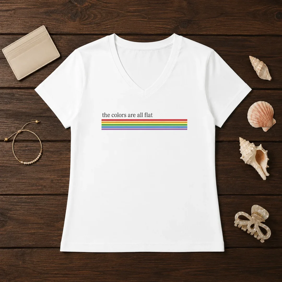 original-the-colors-are-all-flat-rainbow-pride-lgbtq-pride-v-neck-shirt-1 Original The Colors Are All Flat Rainbow Pride LGBTQ Pride V-Neck Shirt