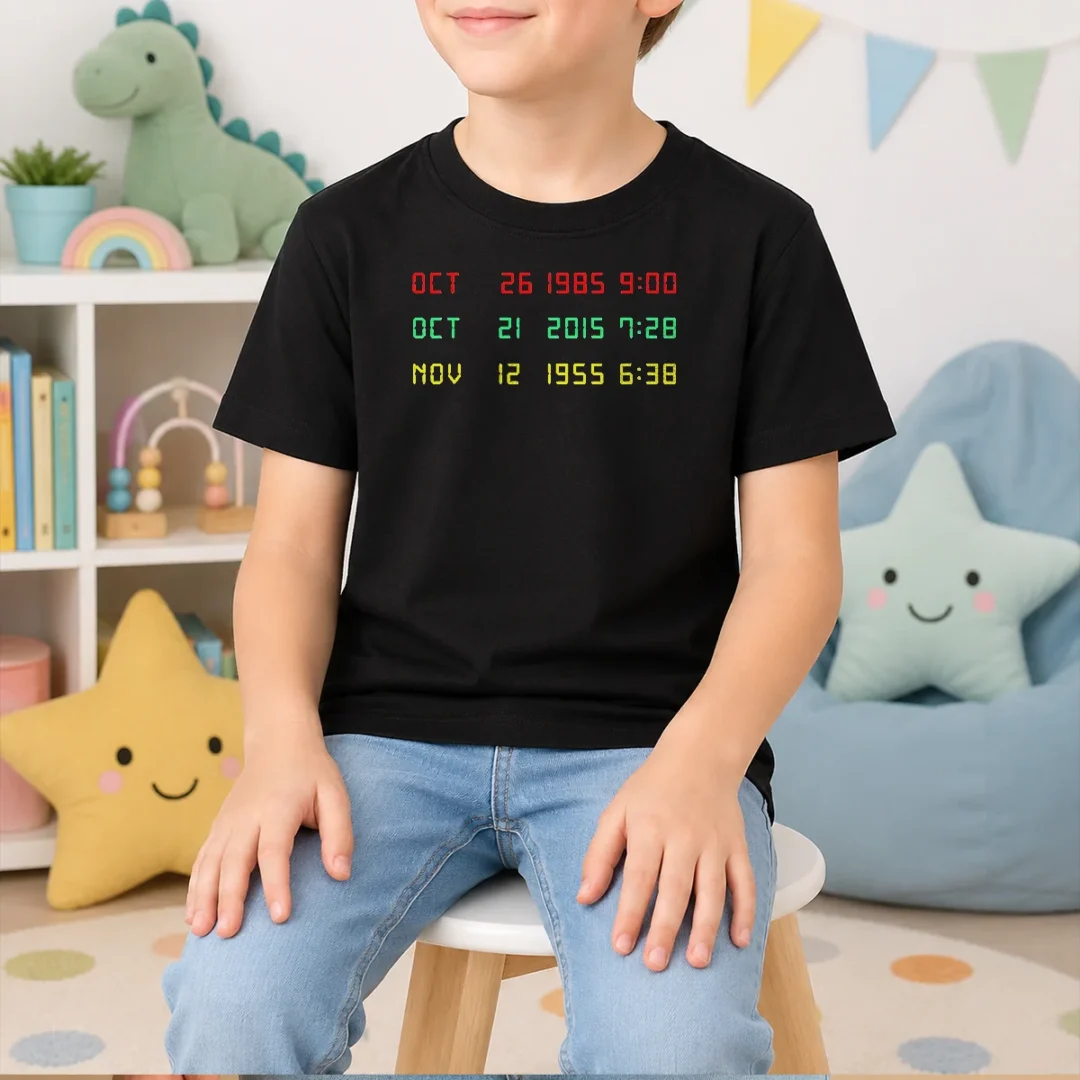 original-time-machine-three-dates-geek-kids-t-shirt Original Time Machine Three Dates Geek Kids T-Shirt