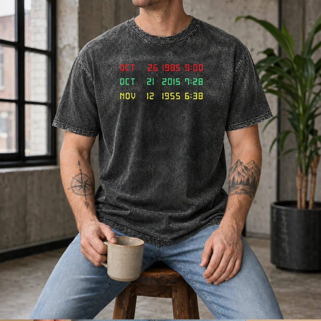 original-time-machine-three-dates-geek-washed-t-shirt Original Time Machine Three Dates Geek Washed T-Shirt