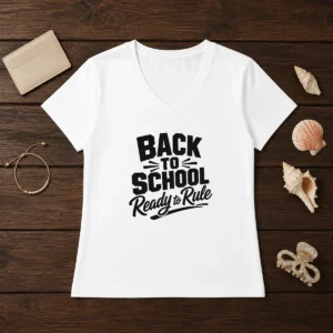 Top Back To School Ready To Rule Silhouette V-Neck Shirt