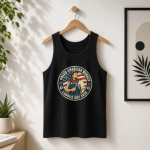 Nice Labour Day Proud American Worker Vintage Badge Tank Top