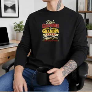 Pretty Grandparents Day Best Grandma Grandpa Typography Long Sleeve Shirt