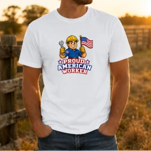 Pretty Labour Day Proud American Worker Pixel (2)