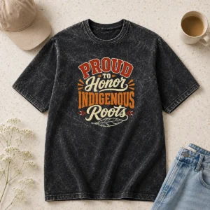 Premium Good Celebrate Indigenous Peoples Day With Typography Washed T-Shirt