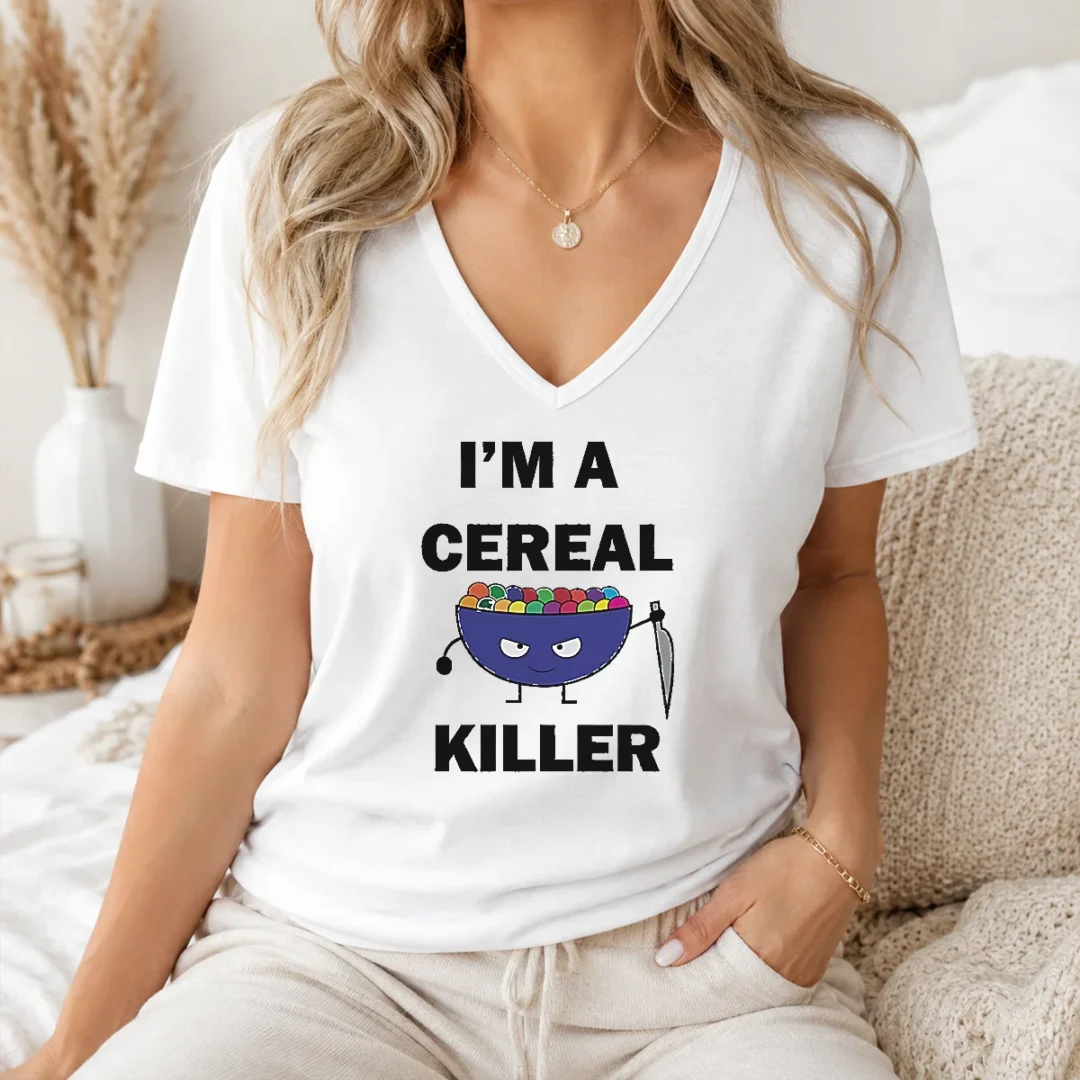 Perfect Hot I'M A Cereal Killer V Neck Shirt Perfect Hot I'M A Cereal Killer V-Neck Shirt
