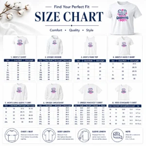 Size chart for Hot Premium Happy Grandparents Day Grunge Paint Splatter Heart with measurements in inches and cm to help choose the right fit