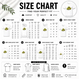 Size chart for Pretty Dubowsky Graffiti Crown Paint Drip Street Art Logo with measurements in inches and cm to help choose the right fit