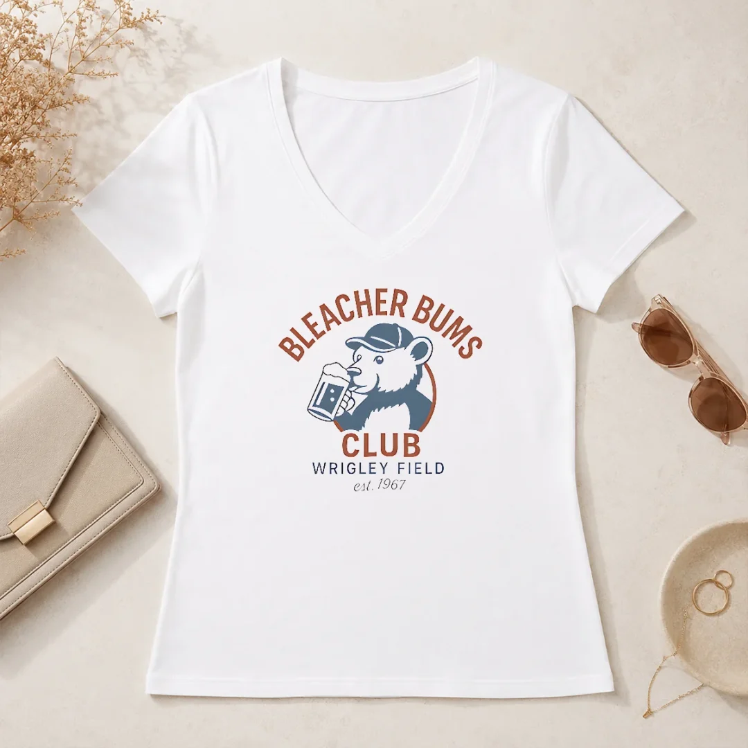 Premium Bleacher Bums Club Wrigley Field Est 1967 V Neck Shirt Premium Bleacher Bums Club Wrigley Field Est 1967 V-Neck Shirt