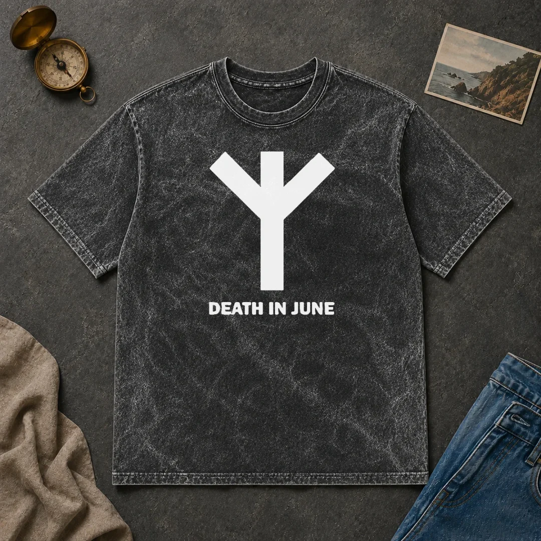 Premium Death In June Logo Neofolk Douglas Pearce Washed T Shirt Premium Death In June Logo Neofolk Douglas Pearce Washed T-Shirt