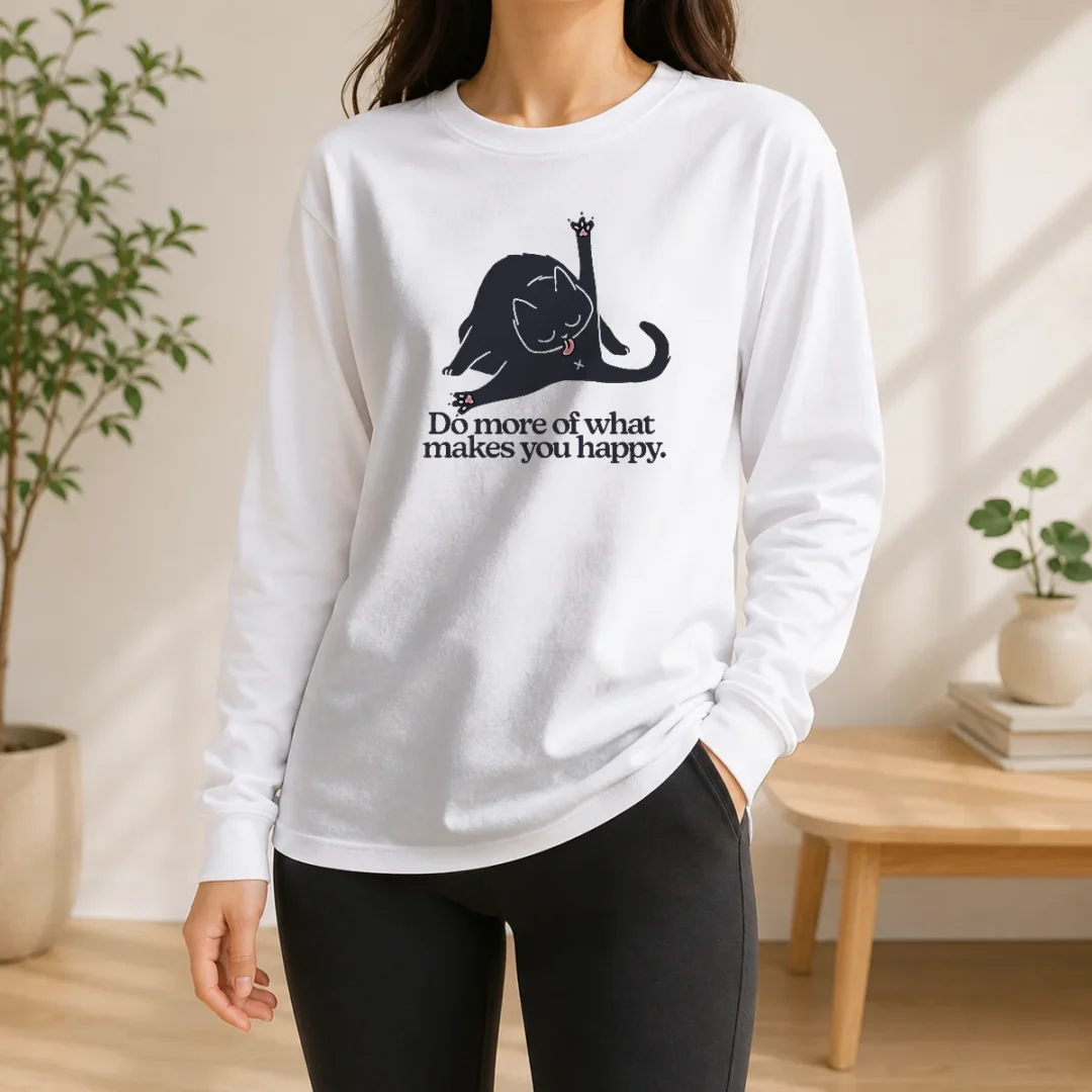 premium-do-more-of-what-makes-you-happy-black-cat-long-sleeve-shirt Premium Do More Of What Makes You Happy Black Cat Long Sleeve Shirt