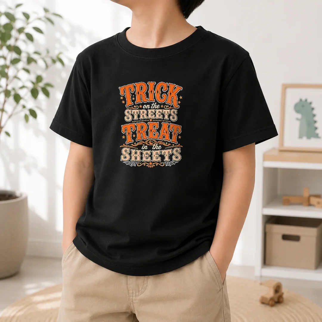 premium-funny-halloween-trick-on-the-streets-treat-in-the-sheets-kids-t-shirt-kid-t-shirt Premium Funny Halloween Trick On The Streets Treat In The Sheets Kids T-Shirt