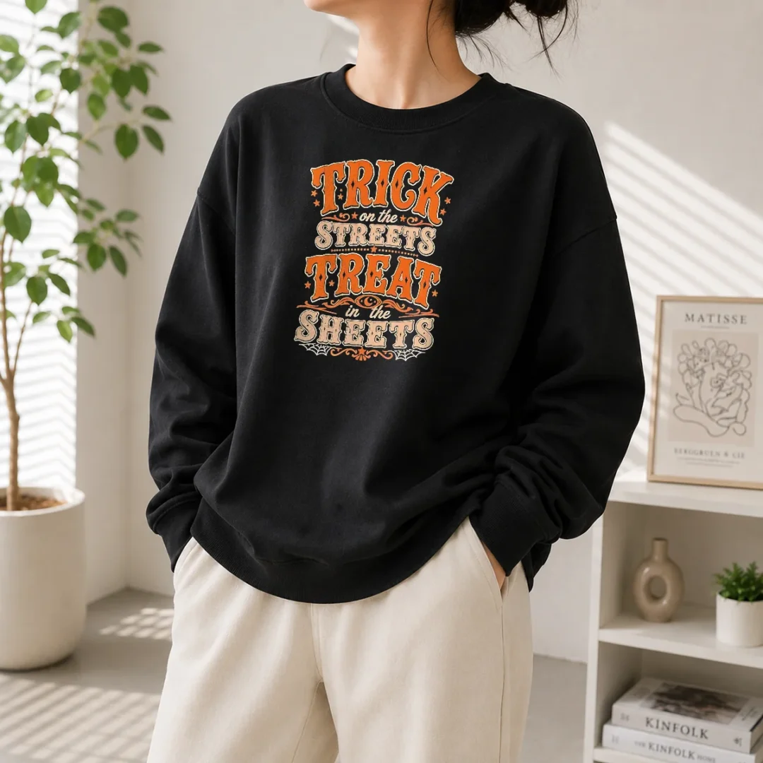 premium-funny-halloween-trick-on-the-streets-treat-in-the-sheets-sweater Premium Funny Halloween Trick On The Streets Treat In The Sheets Sweater