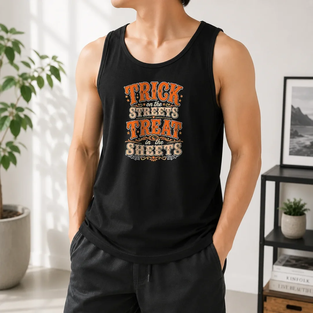 premium-funny-halloween-trick-on-the-streets-treat-in-the-sheets-tank-top Premium Funny Halloween Trick On The Streets Treat In The Sheets Tank Top
