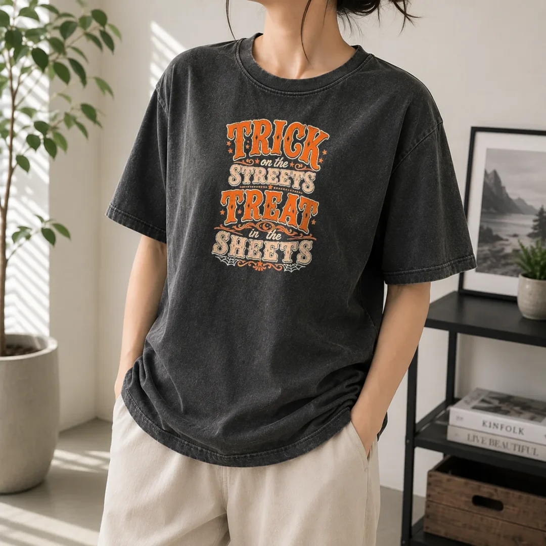 premium-funny-halloween-trick-on-the-streets-treat-in-the-sheets-washed-t-shirt Premium Funny Halloween Trick On The Streets Treat In The Sheets Washed T-Shirt