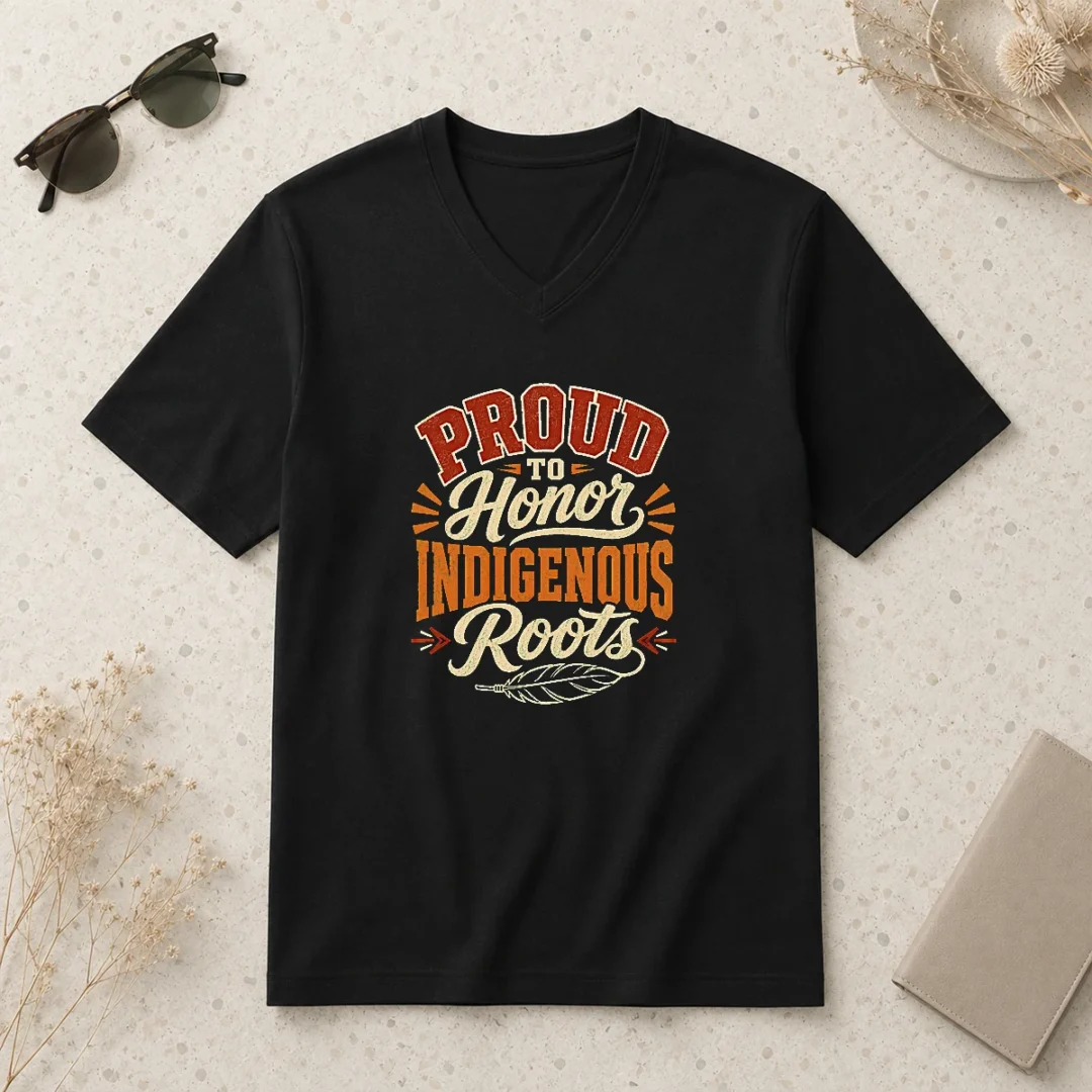 premium-good-celebrate-indigenous-peoples-day-with-typography-v-neck-shirt Premium Good Celebrate Indigenous Peoples Day With Typography V-Neck Shirt