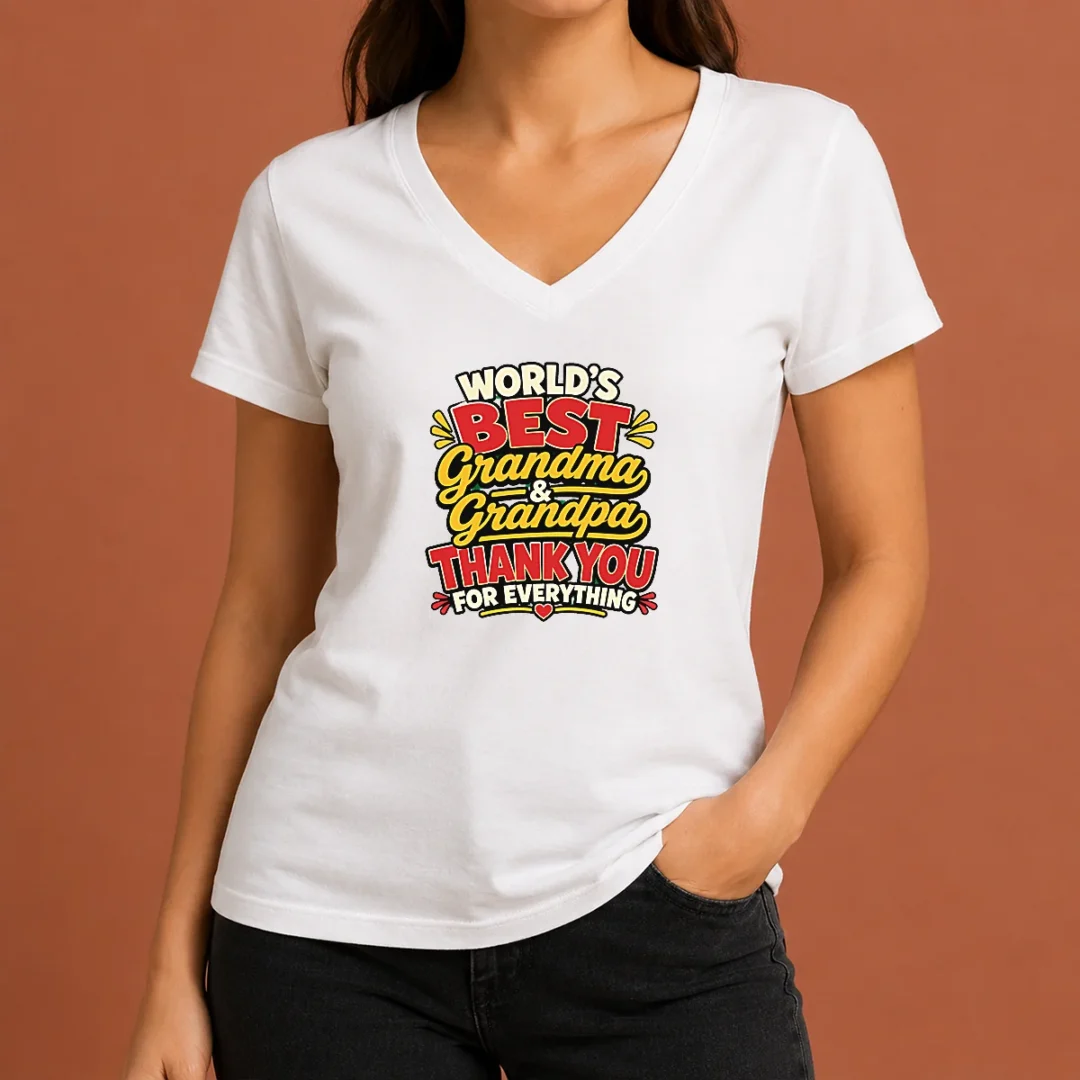 Premium Good Grandparents Day Thank You Cartoon For Family Gifts V Neck Shirt Premium Good Grandparents Day Thank You Cartoon For Family Gifts V-Neck Shirt
