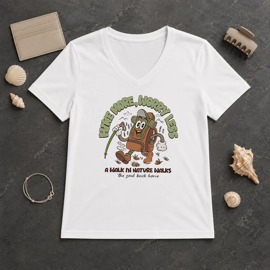 Premium Good Hike More Worry Less A Walk In Nature Walks The Soul Back Home V Neck Shirt Premium Good Hike More Worry Less A Walk In Nature Walks The Soul Back Home V-Neck Shirt