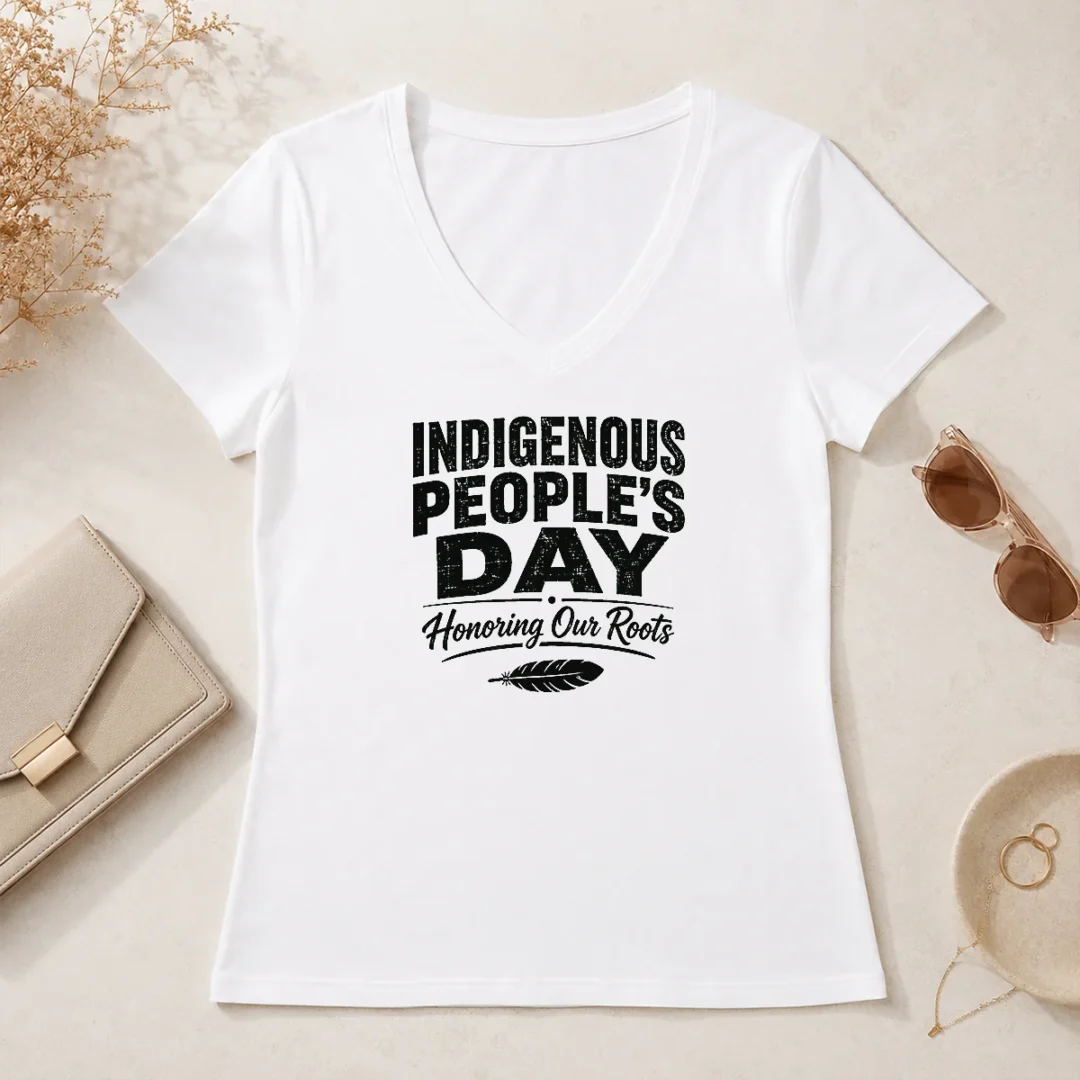 Premium Happy Indigenous Peoples Day Pride Silhouette V Neck Shirt Premium Happy Indigenous Peoples Day Pride Silhouette V-Neck Shirt