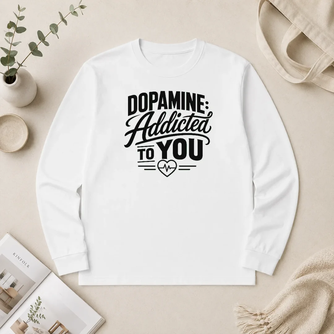 Premium Hot Dopamine Addicted To You Line Art Romance Long Sleeve Shirt Premium Hot Dopamine Addicted To You Line Art Romance long sleeve shirt in white with minimalist line art design