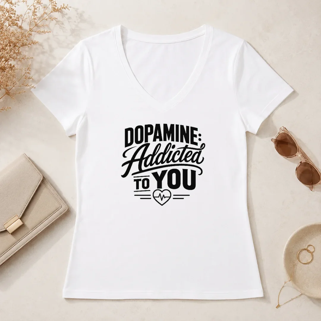 Premium Hot Dopamine Addicted To You Line Art Romance V Neck Shirt Premium Hot Dopamine Addicted To You Line Art Romance V-Neck Shirt