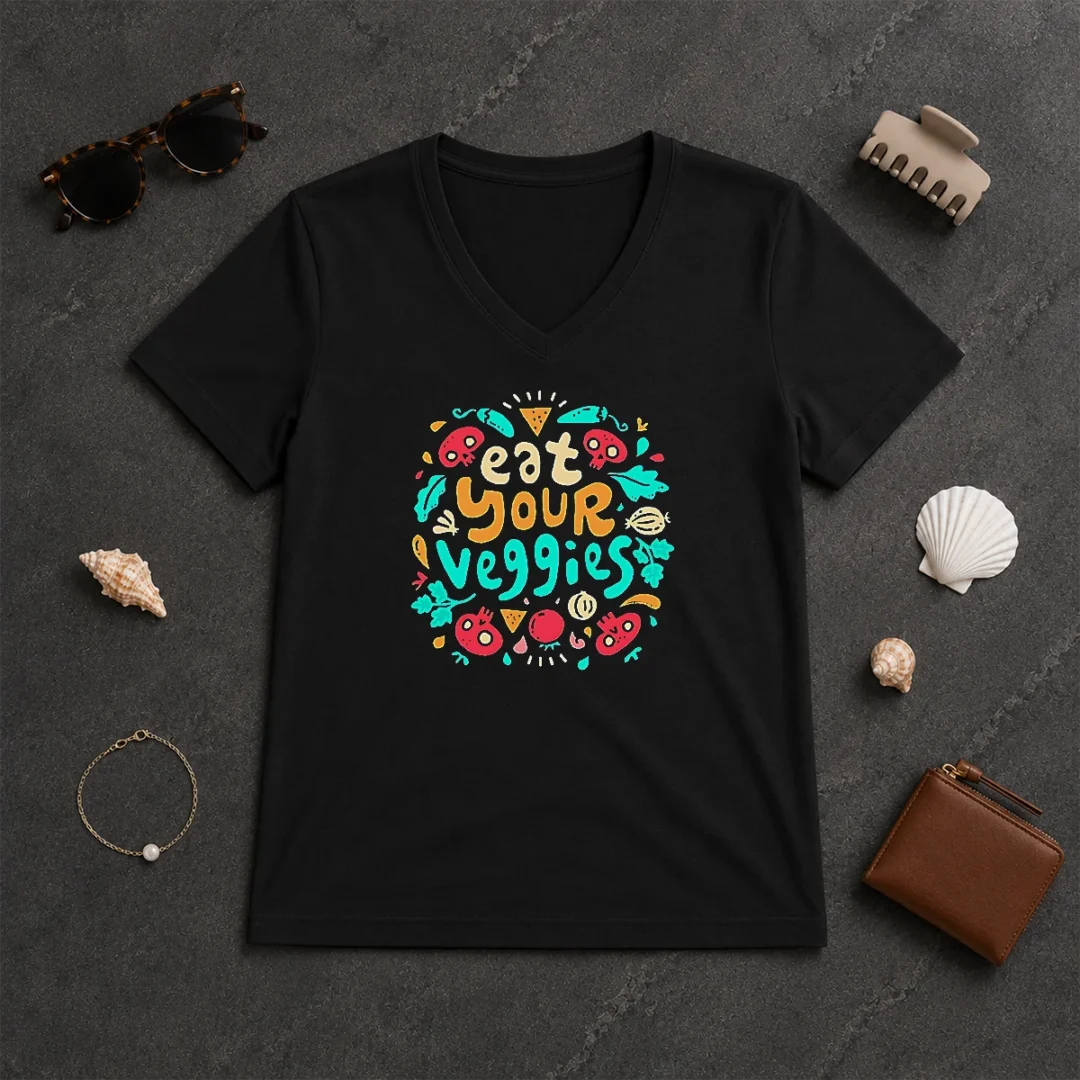 Premium Hot Eat Your Veggies Healthy Eating Vegetables V Neck Shirt Premium Hot Eat Your Veggies Healthy Eating Vegetables V-Neck Shirt