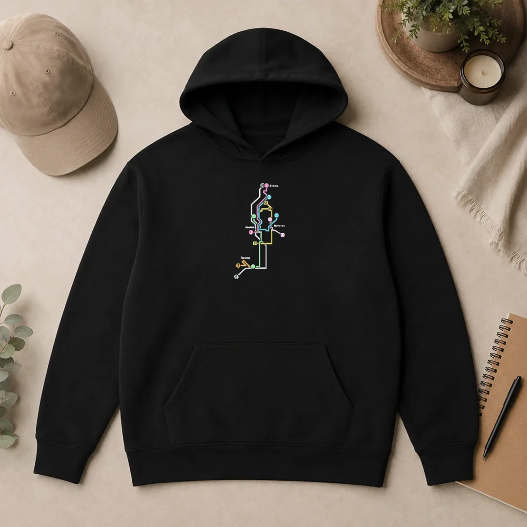 Premium Hot Seattle Tacoma Everett And Bellevue Transit Map Hoodie Premium Hot Seattle Tacoma Everett And Bellevue Transit Map Hoodie
