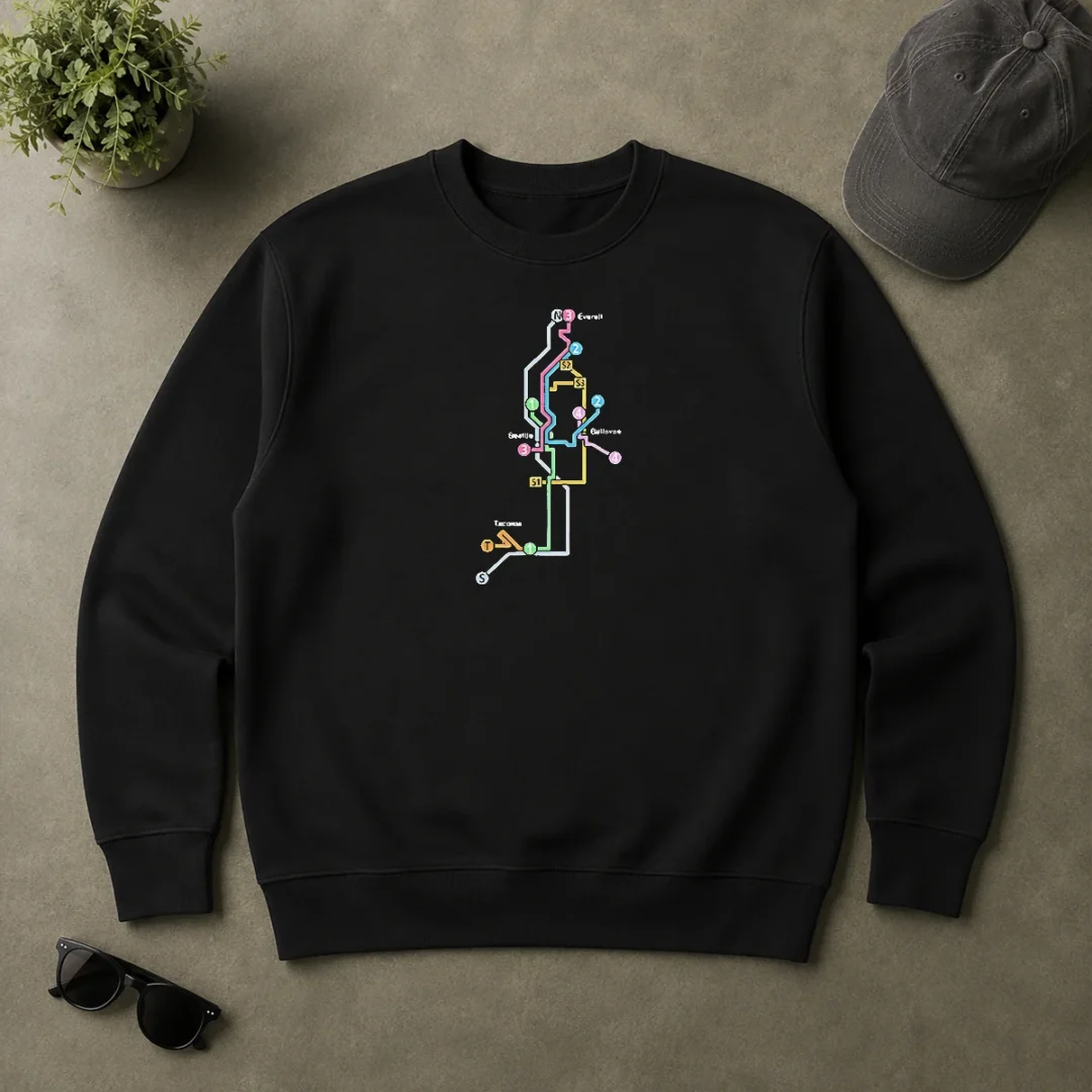 Premium Hot Seattle Tacoma Everett And Bellevue Transit Map Sweater Premium Hot Seattle Tacoma Everett And Bellevue Transit Map Sweater