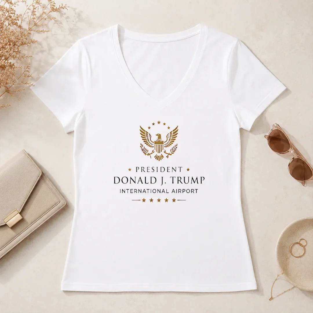 Premium Official President Donald J Trump Internationanl Airport V Neck Shirt Premium Official President Donald J Trump Internationanl Airport V-Neck Shirt