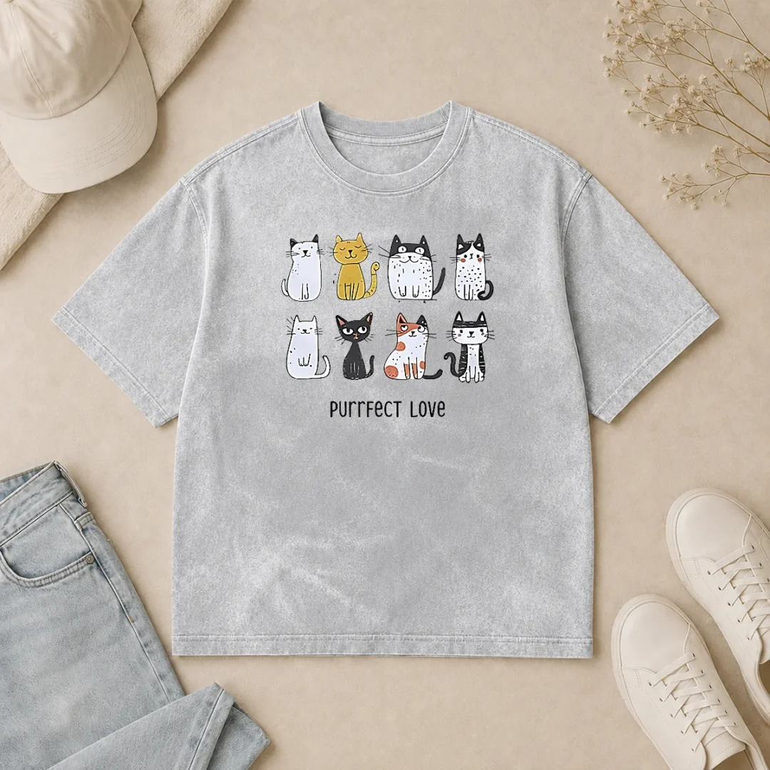 Premium Original Purrfect Love Cat 2026 Washed T Shirt Premium Original Purrfect Love Cat 2026 Washed T-Shirt