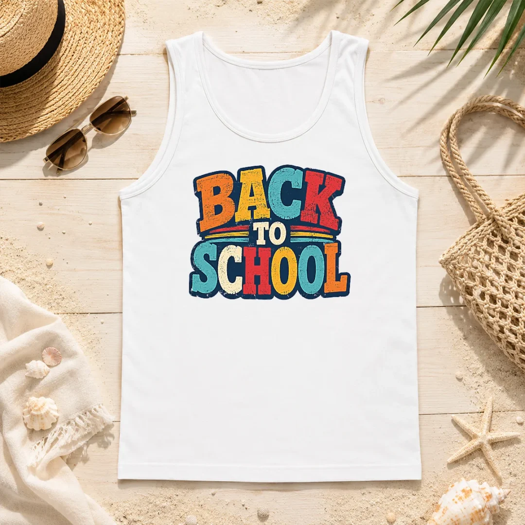 Premium Pretty Colorful Back To School Apple Book Pencil Tank Top Premium Pretty Colorful Back To School Apple Book Pencil Tank Top
