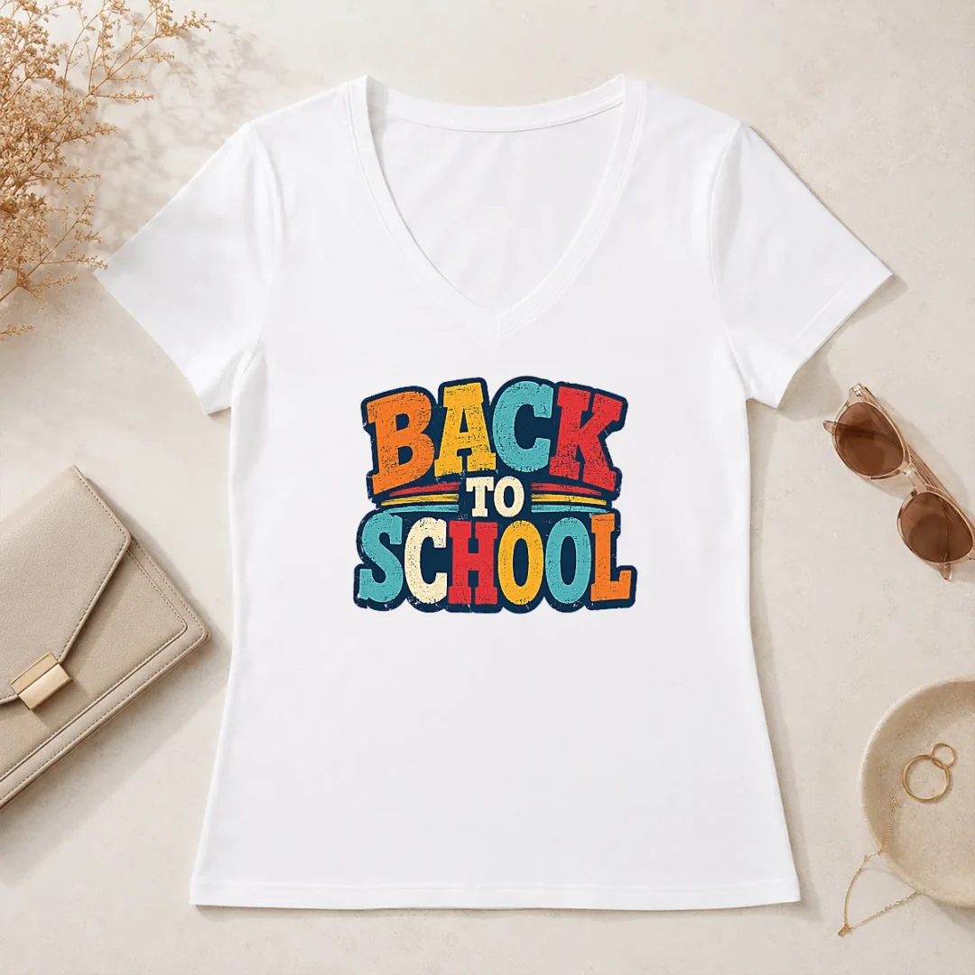 Premium Pretty Colorful Back To School Apple Book Pencil V Neck Shirt Premium Pretty Colorful Back To School Apple Book Pencil V-Neck Shirt