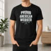 Premium Pretty Labour Day Proud American Worker Line Art