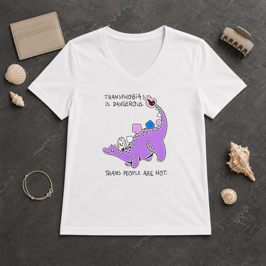 Premium Pretty Transphobia Is Dangerous Trans People Are Not Dinosaur Activism Equality V Neck Shirt Premium Pretty Transphobia Is Dangerous Trans People Are Not Dinosaur Activism Equality V-Neck Shirt