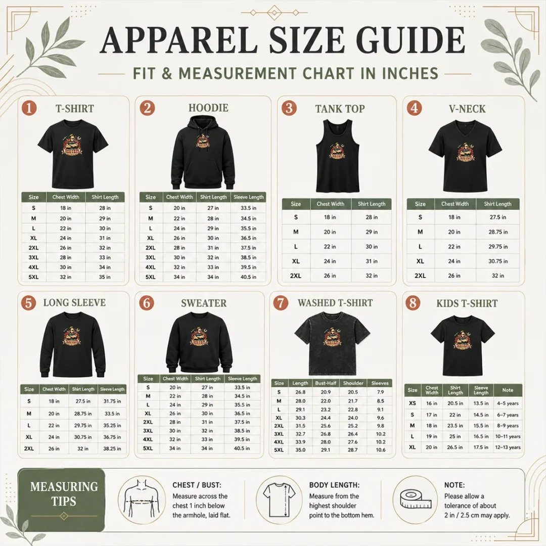 premium-pretty-vintage-labour-day-proud-worker-graphic-size-chart Size chart for Premium Pretty Vintage Labour Day Proud Worker Graphic with measurements in inches and cm to help choose the right fit