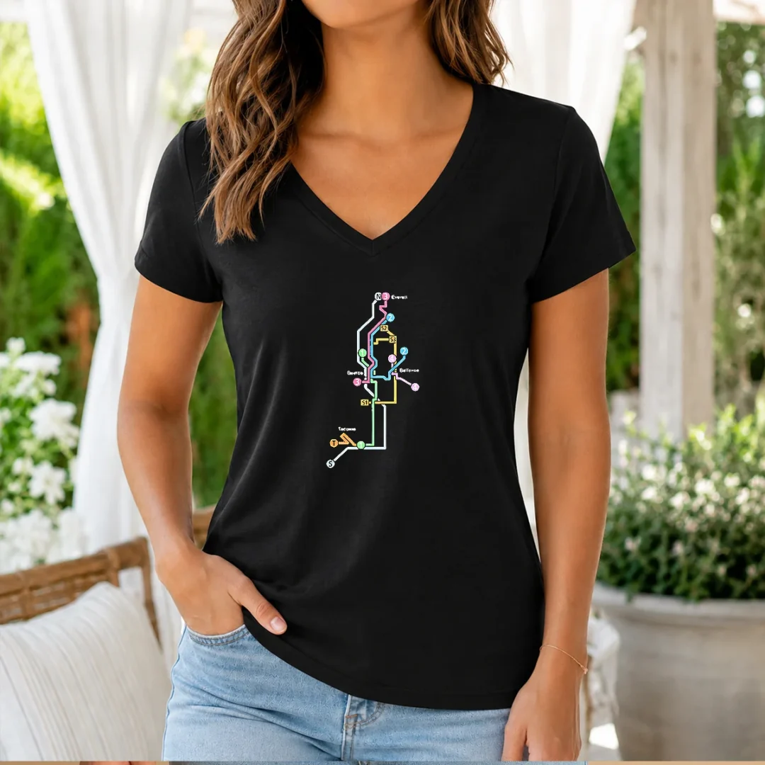 premium-seattle-tacoma-everett-and-bellevue-transit-map-v-neck-shirt Premium Seattle Tacoma Everett And Bellevue Transit Map V-Neck Shirt