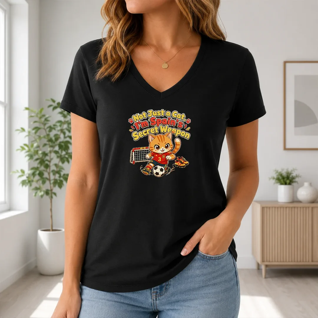Premium Spain Soccer Cat Meme Funny Soccer Kawaii V Neck Shirt Premium Spain Soccer Cat Meme Funny Soccer Kawaii V-Neck Shirt