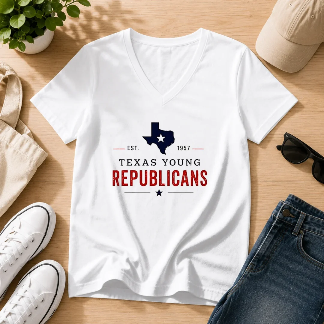 premium-texas-young-republicans-est-1957-state-of-texas-political-organization-logo-v-neck-shirt Premium Texas Young Republicans Est 1957 State Of Texas Political Organization Logo V-Neck Shirt