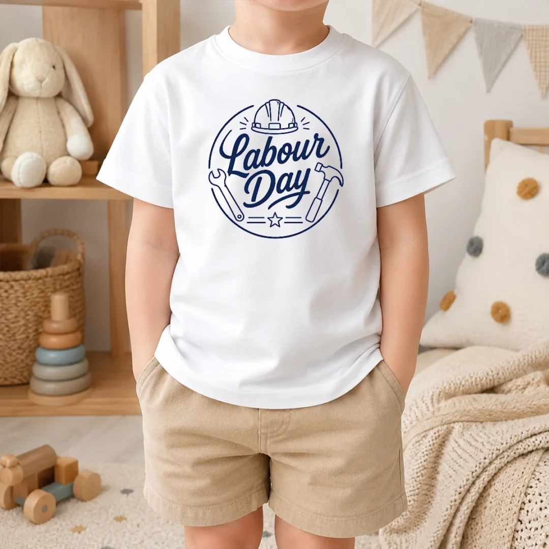 Premium Top Minimalist Line Art Labour Day Script Kids T Shirt Premium Top Minimalist Line Art Labour Day Script Kids T-Shirt