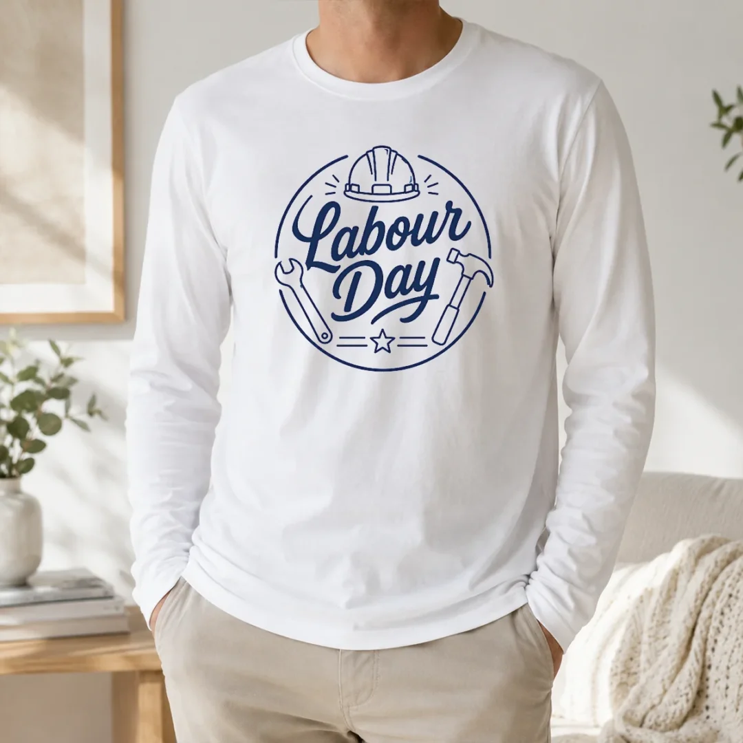 Premium Top Minimalist Line Art Labour Day Script Long Sleeve Shirt Premium Top Minimalist Line Art Labour Day Script Long Sleeve Shirt