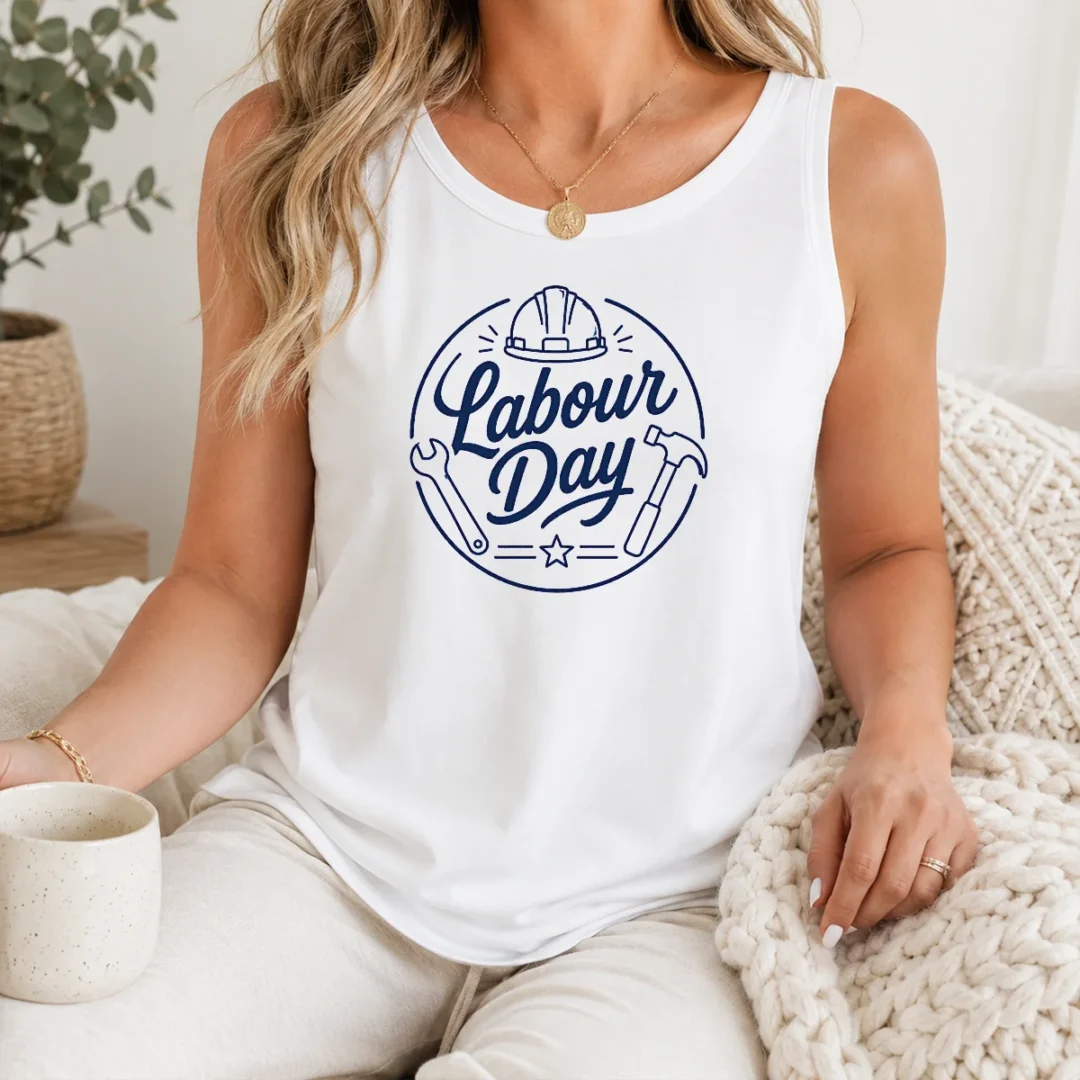 Premium Top Minimalist Line Art Labour Day Script Tank Top Premium Top Minimalist Line Art Labour Day Script Tank Top
