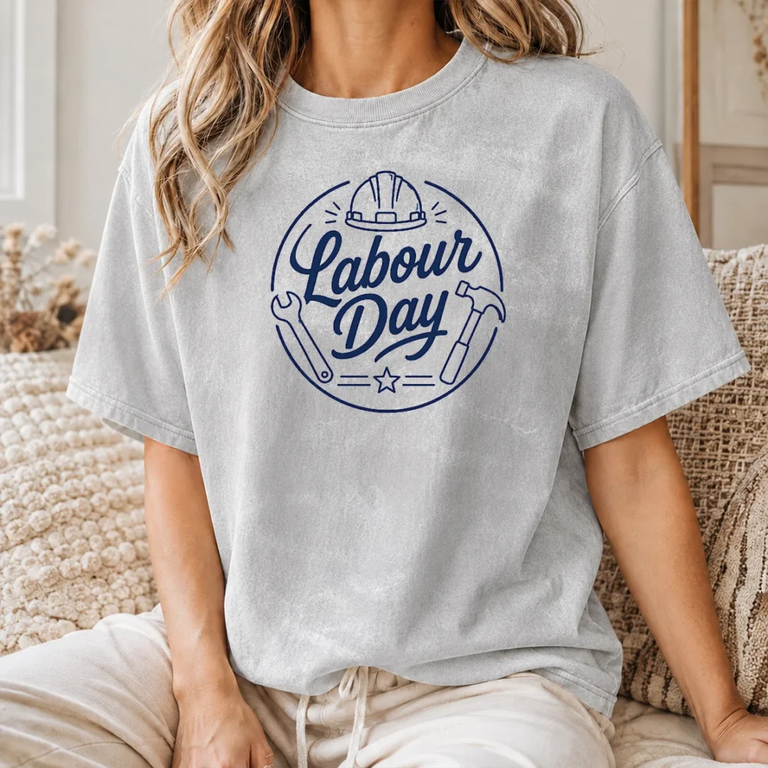 Premium Top Minimalist Line Art Labour Day Script Washed T Shirt Premium Top Minimalist Line Art Labour Day Script Washed T-Shirt