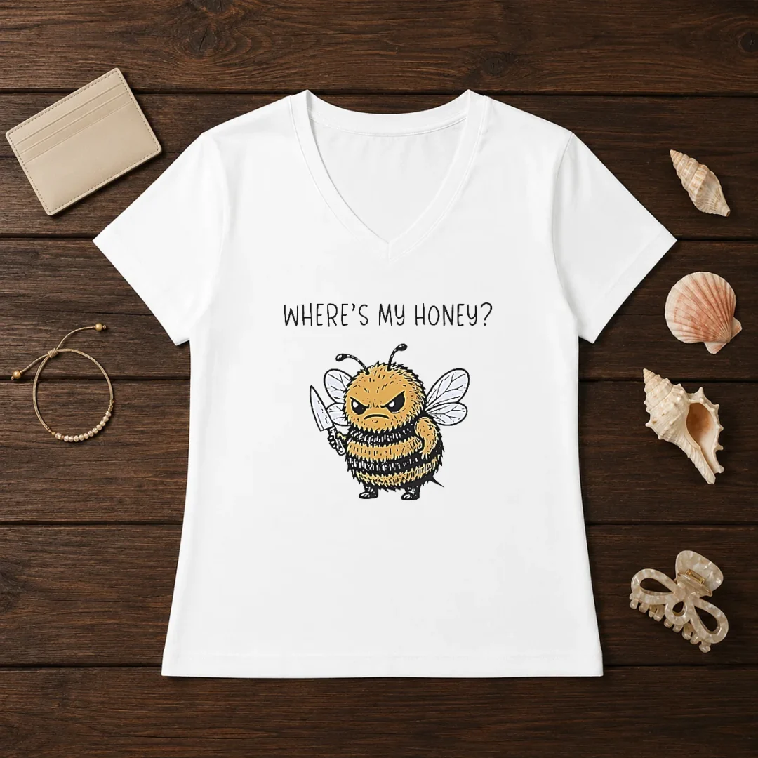 premium-where-s-my-honey-angry-bee-with-a-knife-v-neck-shirt Premium Where'S My Honey Angry Bee With A Knife V-Neck Shirt
